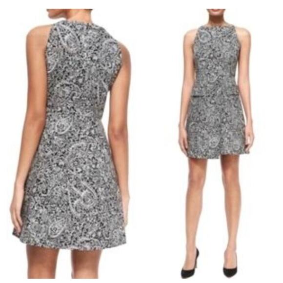 Tory Burch Paisley Doodle Sheath A-line Black and White Dress Size 2 - Picture 1 of 6